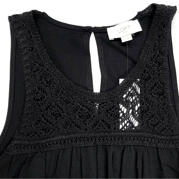 Loft Crochet Top Linen Blend Shift Dress - Picture 1 of 7